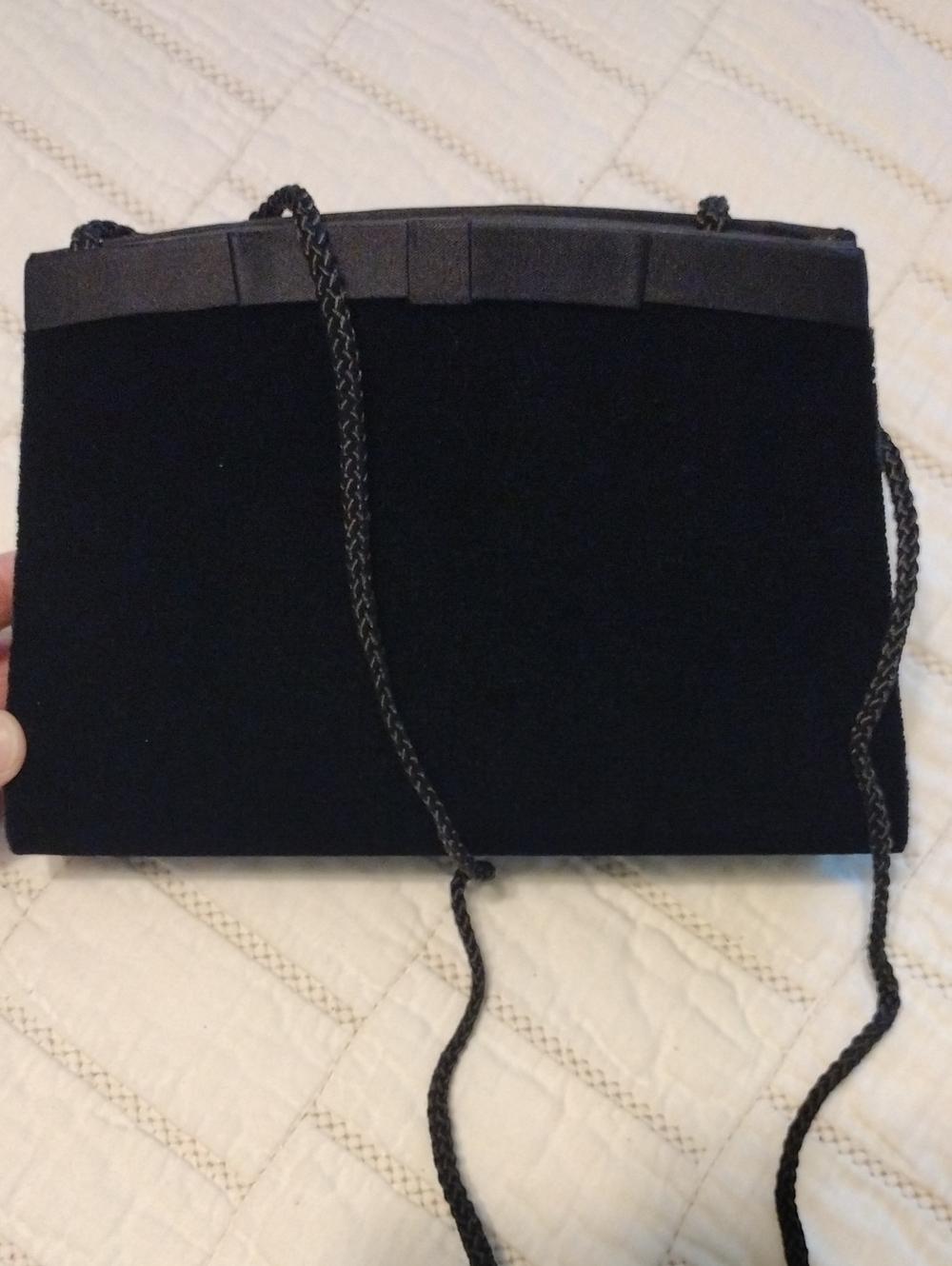 Y&S Classic Black Velvet Evening Shoulder Bag